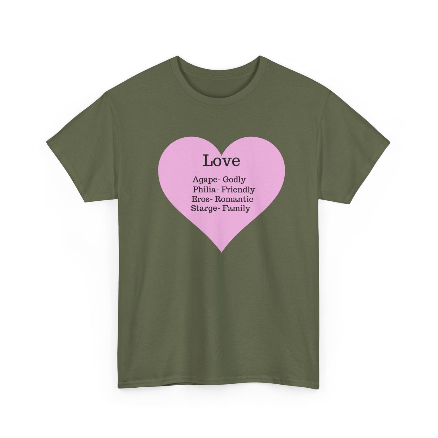 Unisex Love Heart Heavy Cotton T-Shirt - Comfortable Classic Fit Apparel