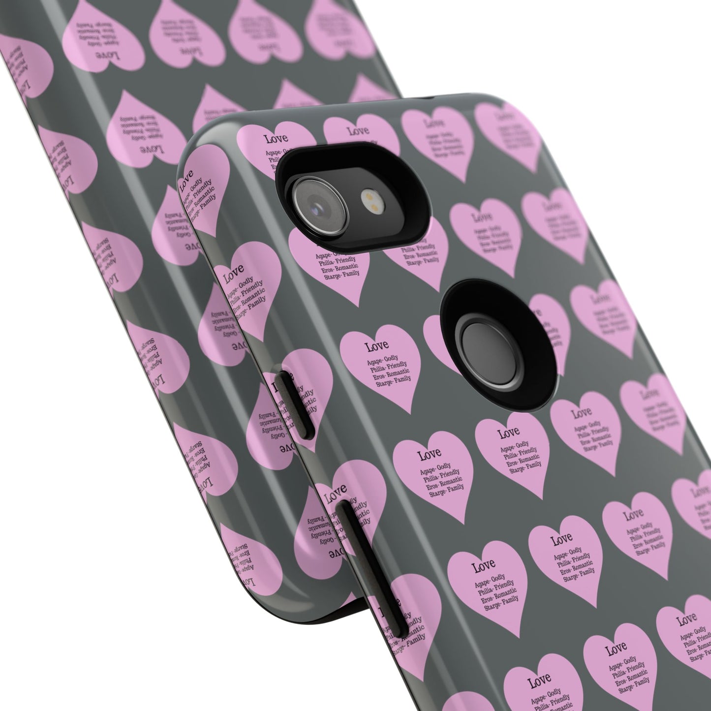 Hearts-A-Flutter Phone Case (iPhone, Google Pixel)(Dark grey)