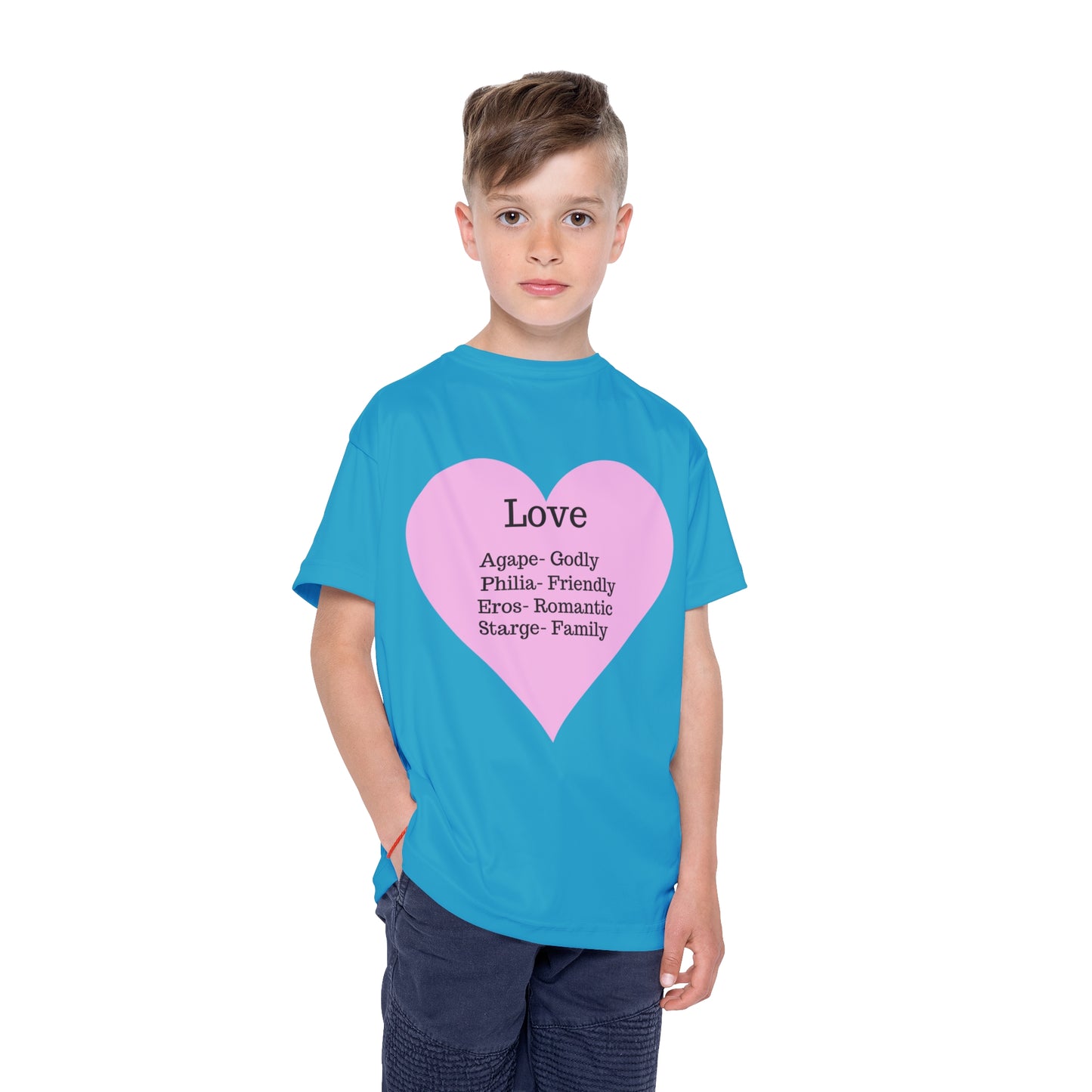 Types of Love Heart Kids Performance Jersey (Turquoise)