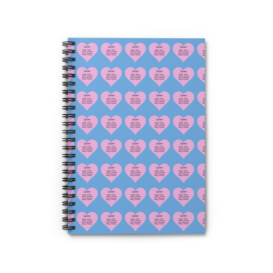 Charming Heart Spiral Notebook Pattern - Ruled Pages (Light blue)
