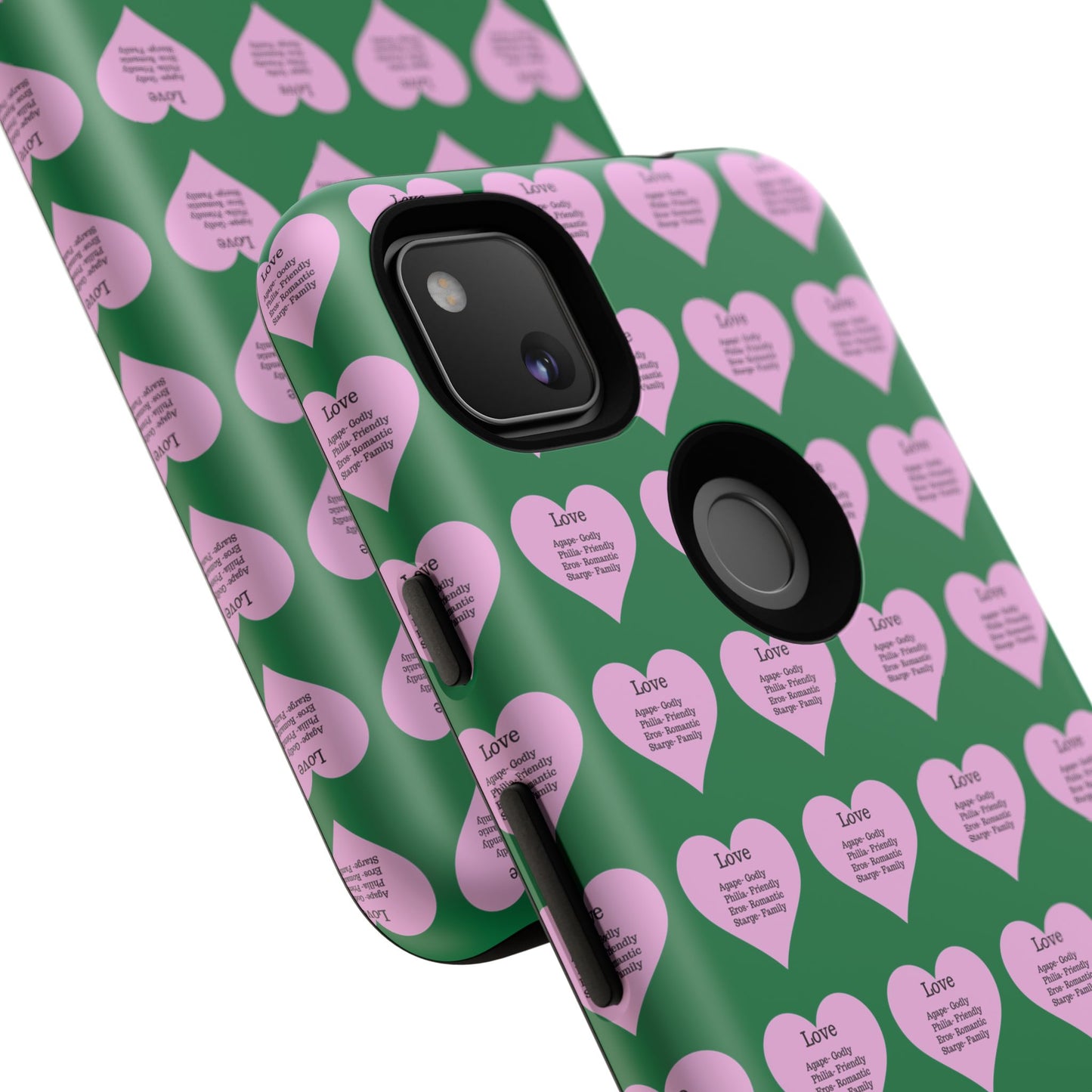 Hearts-A-Flutter Phone Case (iPhone, Google Pixel)(Dark green)