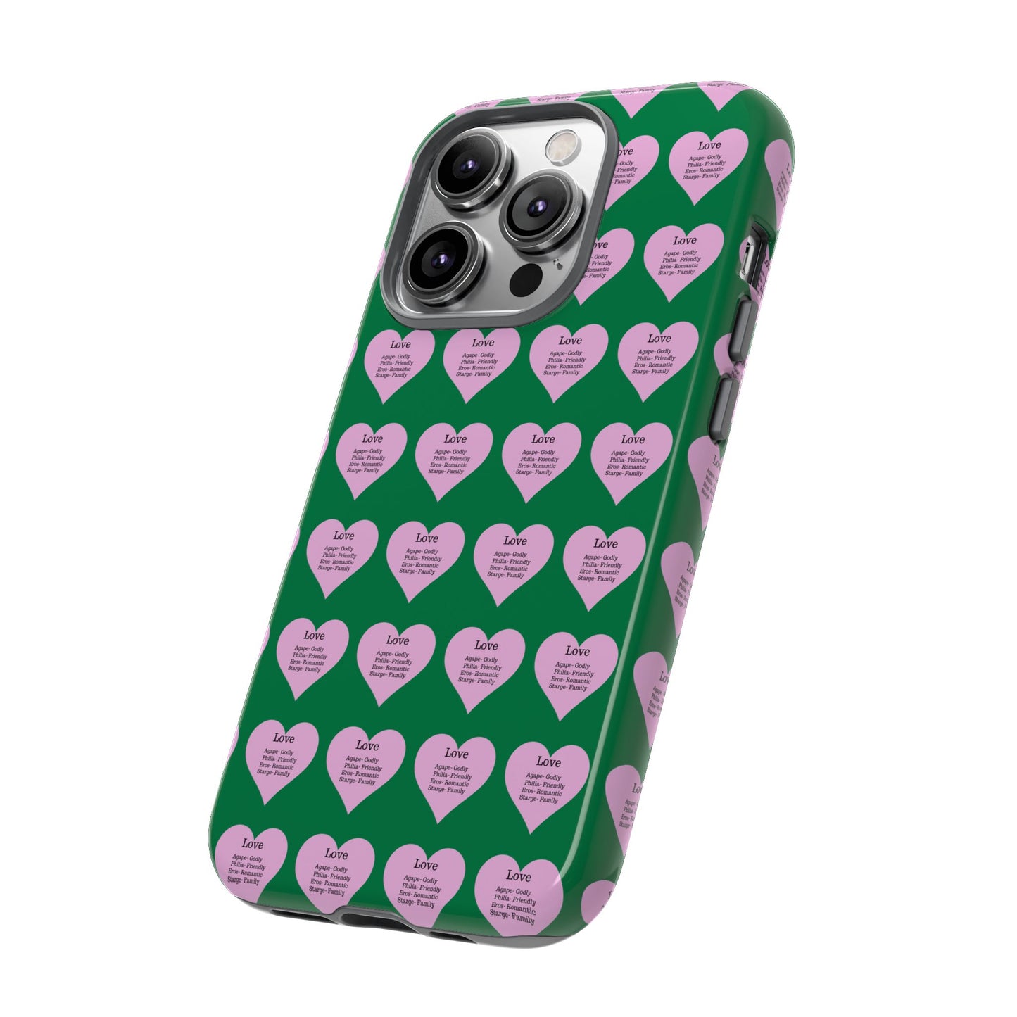 Hearts-A-Flutter Phone Case (iPhone, Google Pixel)(Dark green)