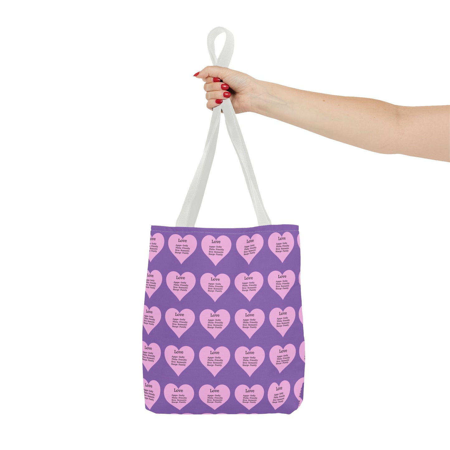 Pink Hearts Tote Bag (Light purple)