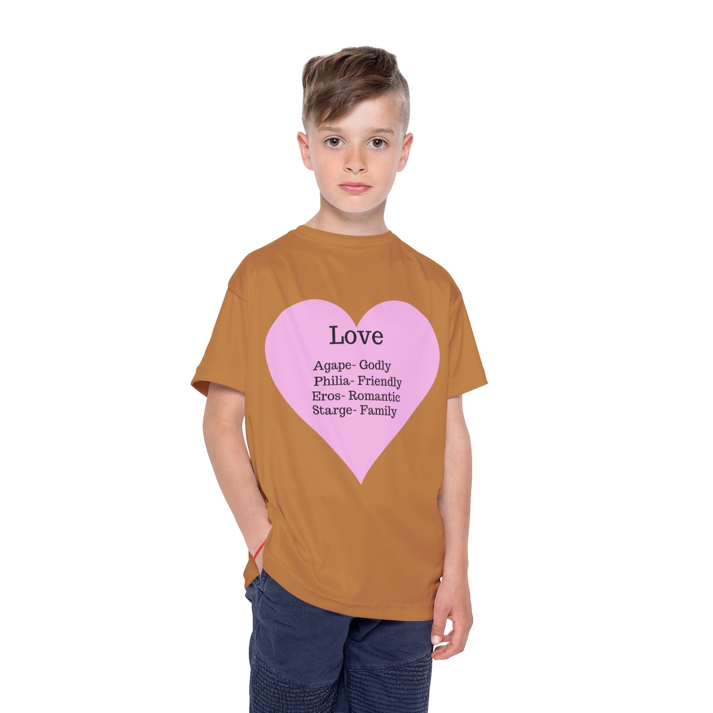 Types of Love Heart Kids Performance Jersey (Light Brown)