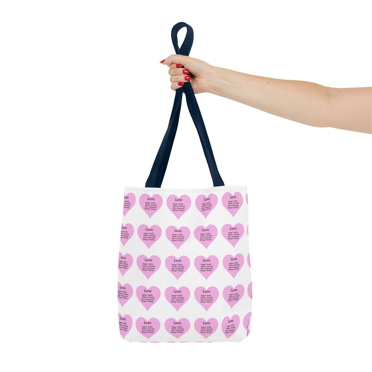 Pink Hearts Tote Bag (White)
