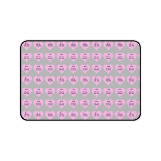 Love Hearts Desk Mat (Light grey)
