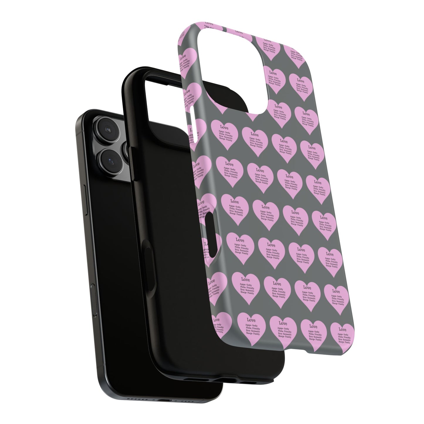 Hearts-A-Flutter Phone Case (iPhone, Google Pixel)(Dark grey)