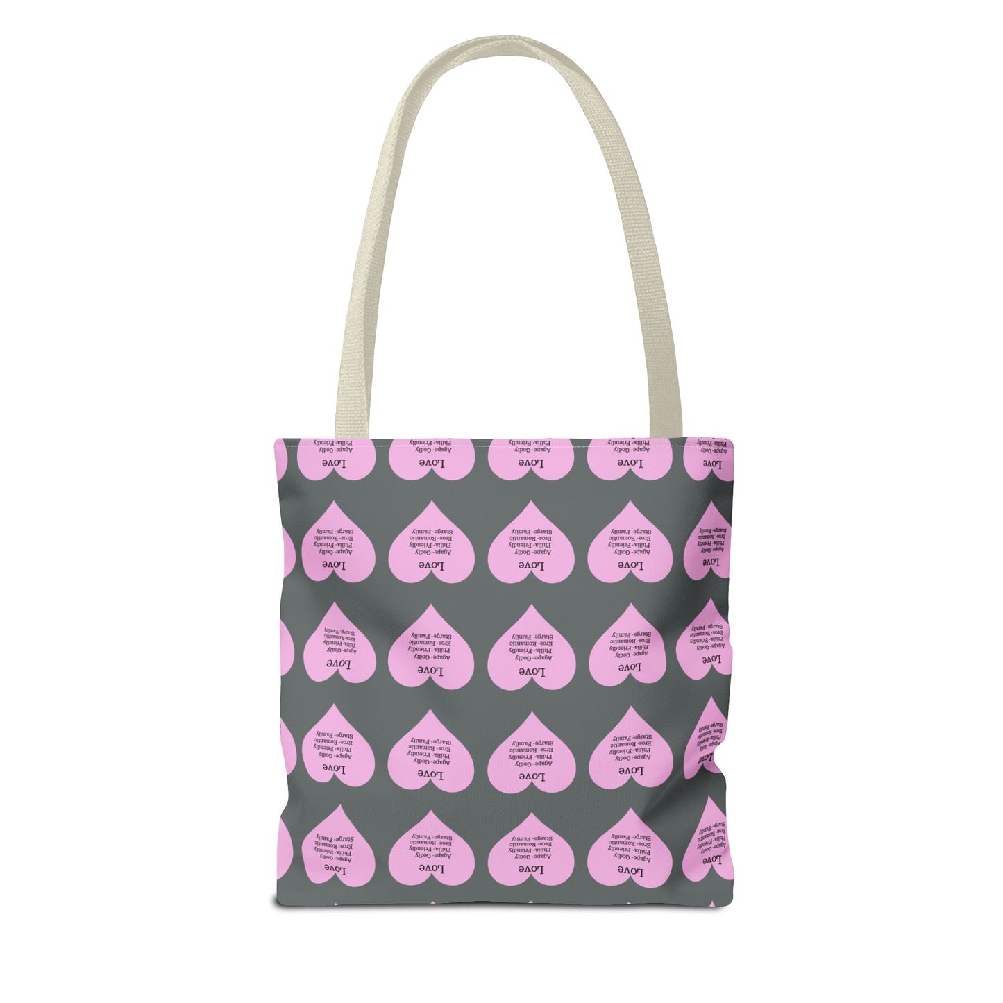 Pink Hearts Tote Bag (Dark grey)