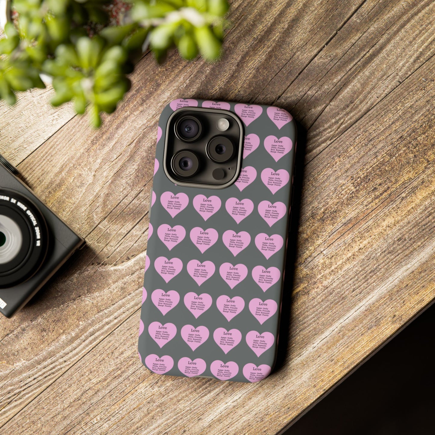 Hearts-A-Flutter Phone Case (iPhone, Google Pixel)(Dark grey)