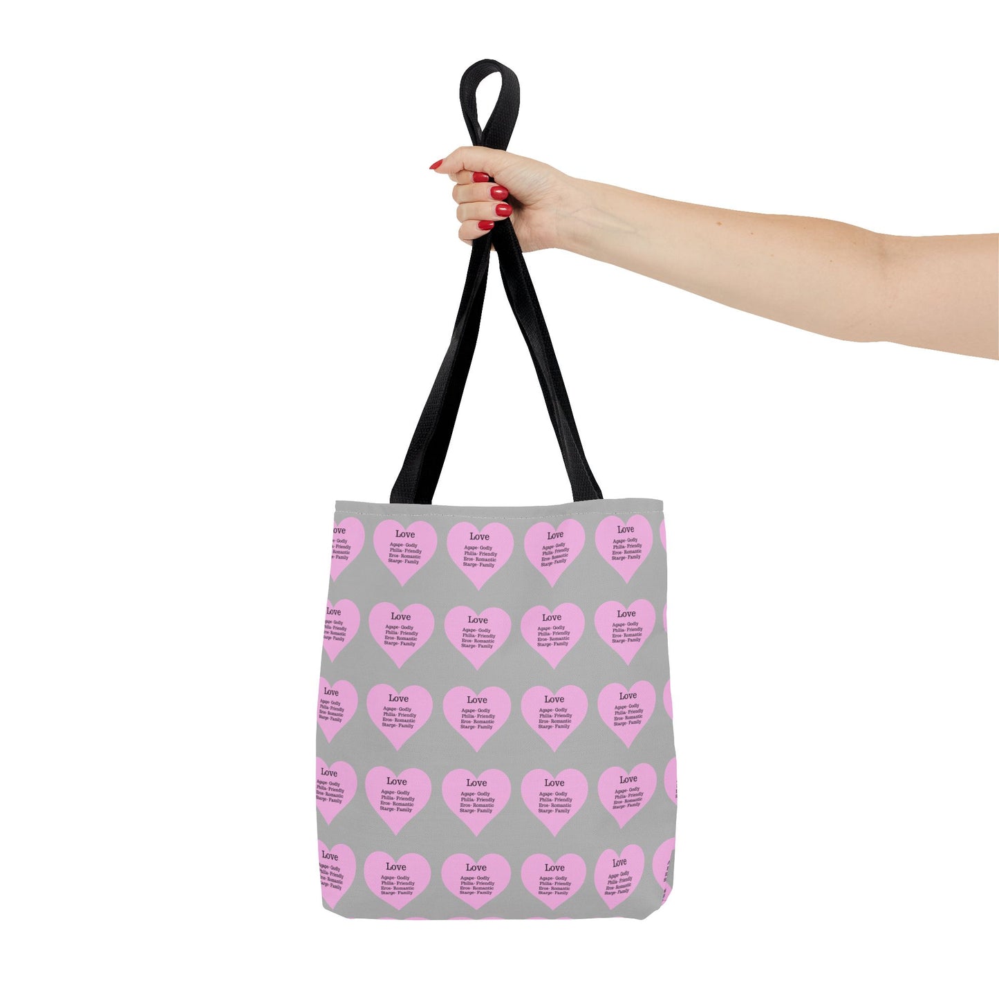 Pink Hearts Tote Bag (Light grey)