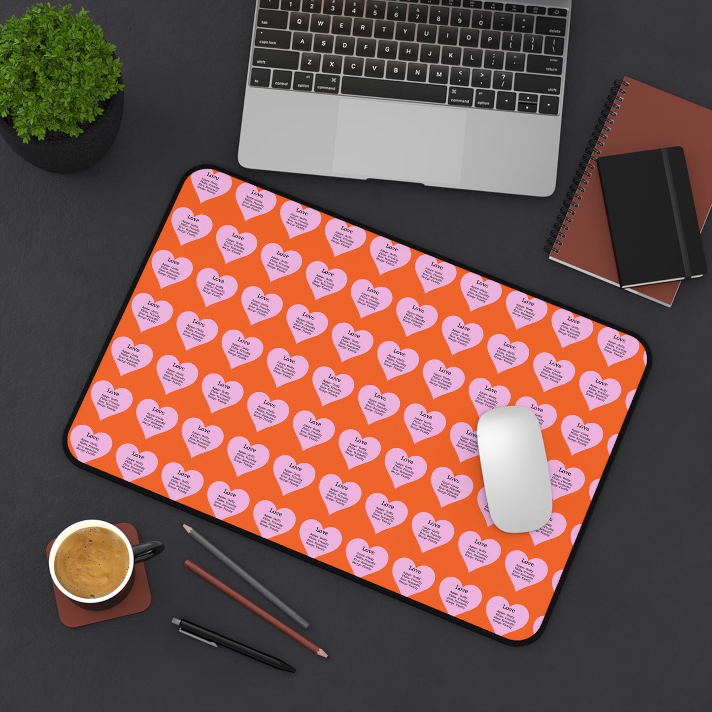 Love Hearts Desk Mat (Orange)