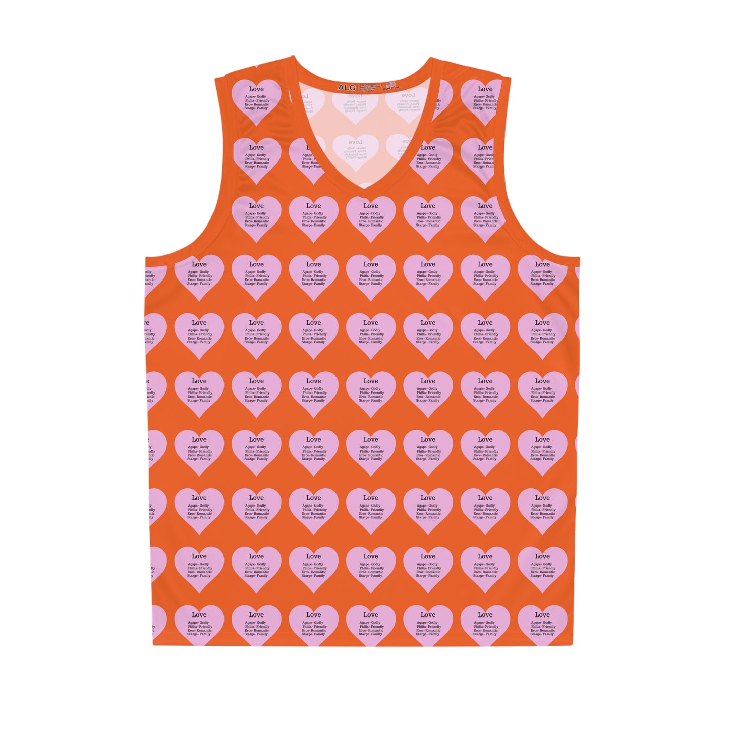 Love Heart All-Over-Print Basketball Jersey (Orange)
