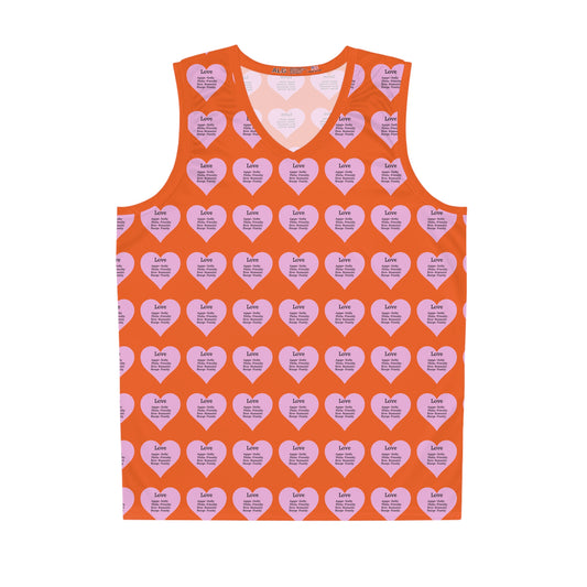Love Heart All-Over-Print Basketball Jersey (Orange)