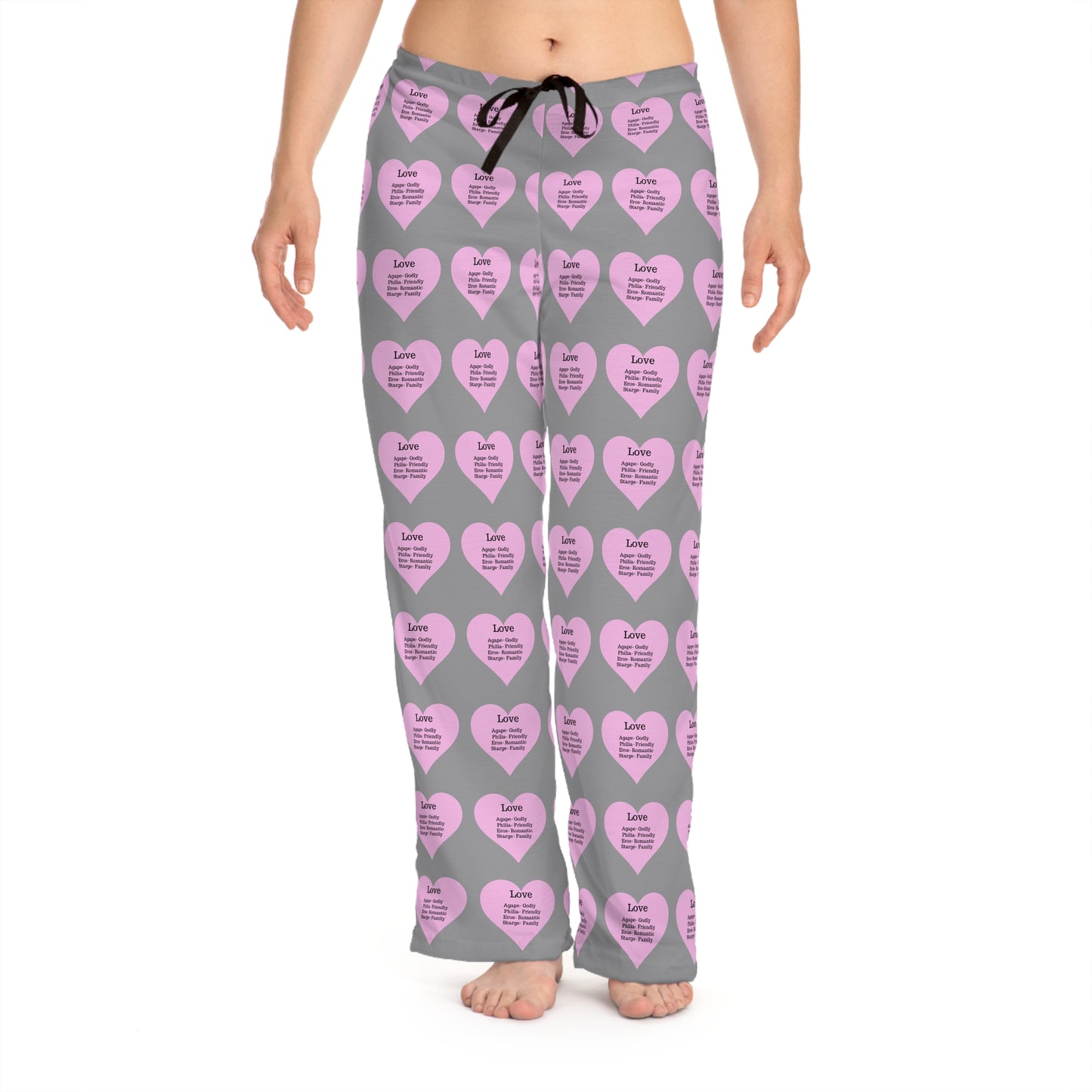 Cozy Heart Print Women's Pajama Pants (Grey)