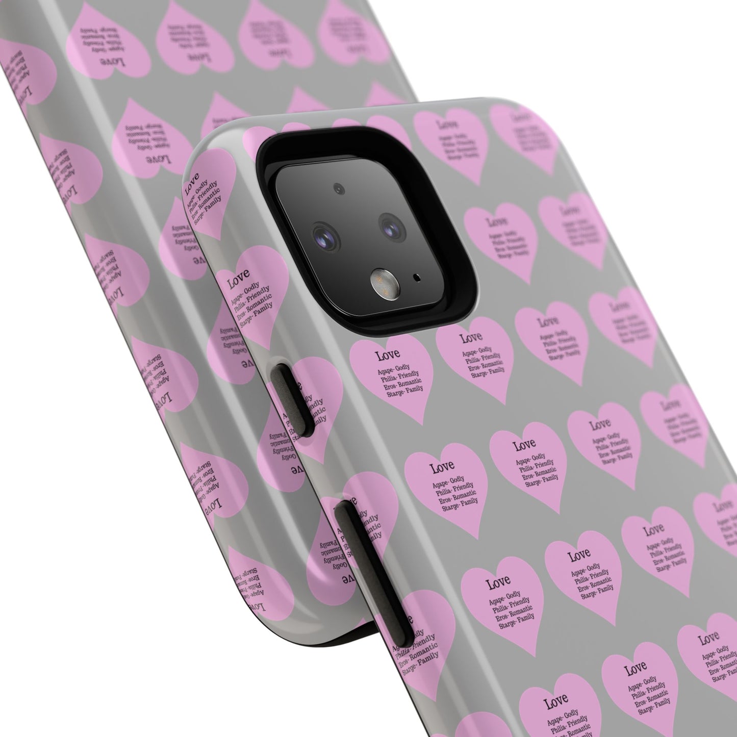 Hearts-A-Flutter Phone Case (iPhone, Google Pixel)(Light grey)