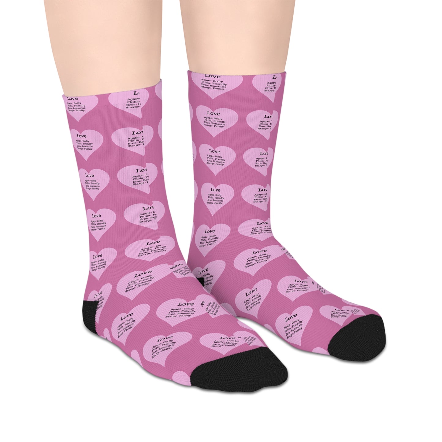 The Love Hearts Mid-Length Socks (Light pink)
