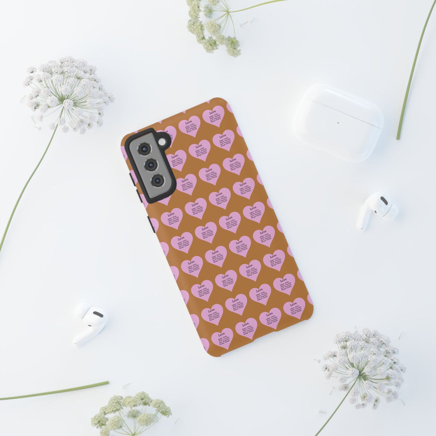 Hearts-A-Flutter Phone Case (Samsung)(Light brown)