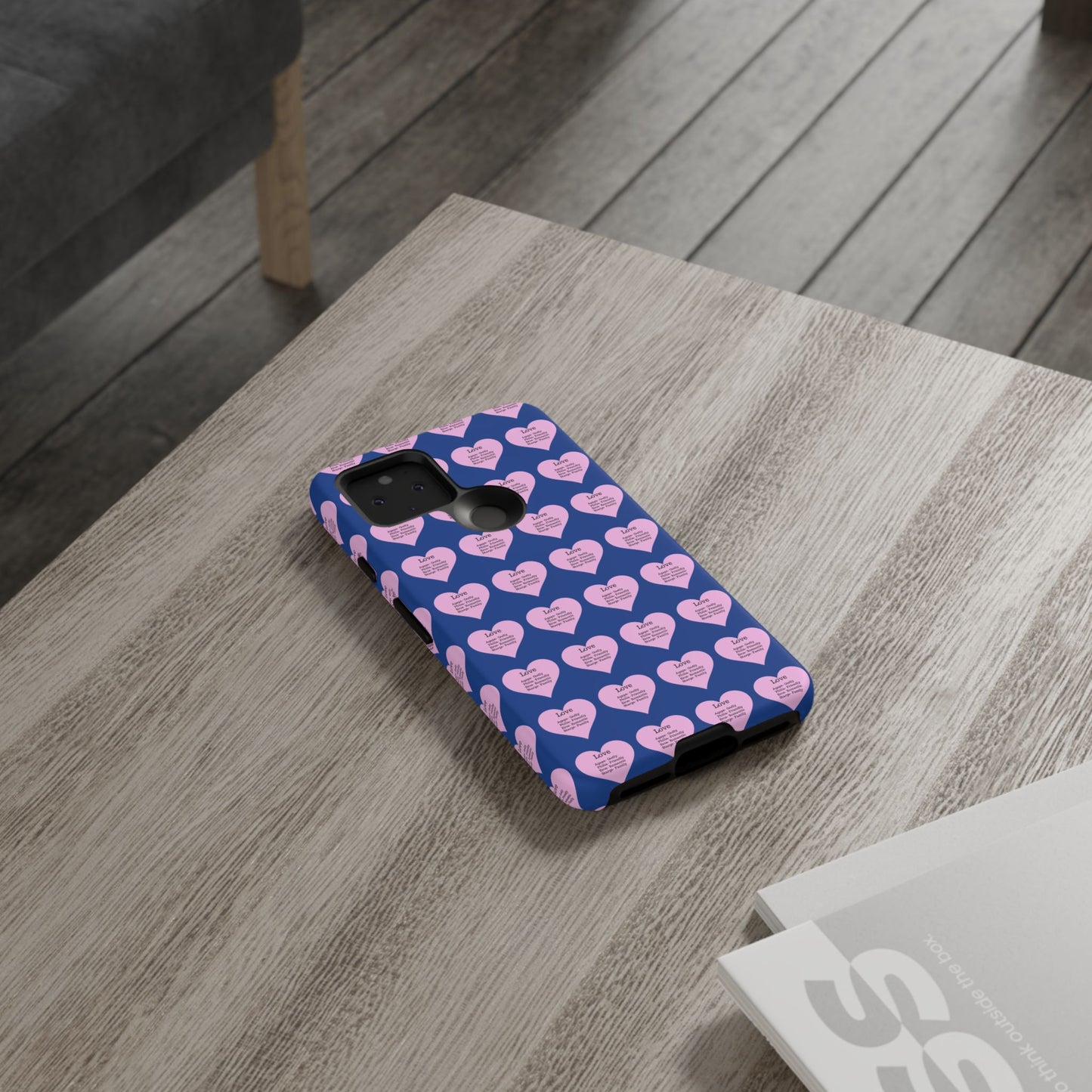 Hearts-A-Flutter Phone Case (iPhone, Google Pixel)(Dark blue)