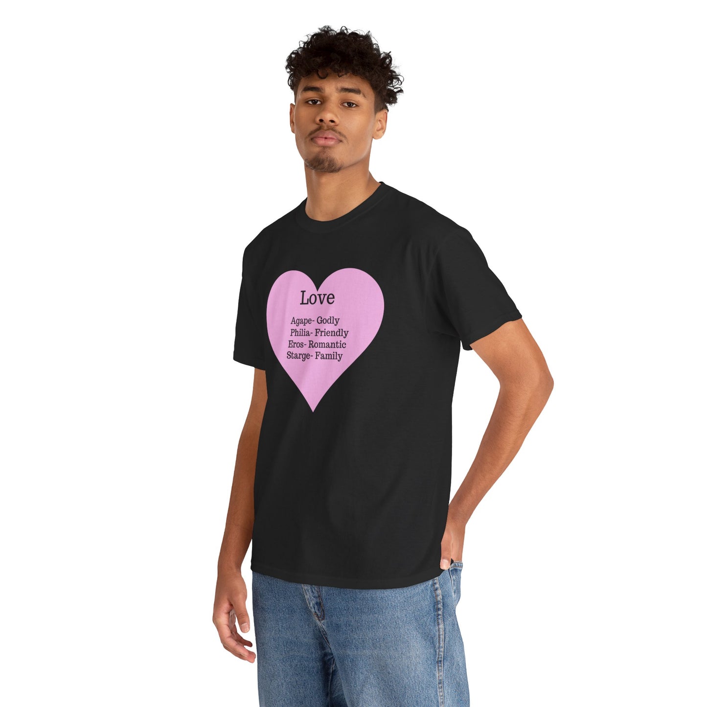 Unisex Love Heart Heavy Cotton T-Shirt - Comfortable Classic Fit Apparel