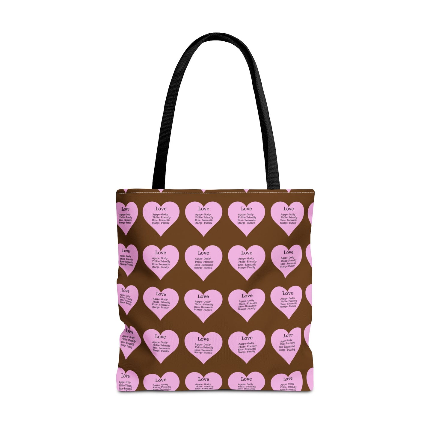 Pink Hearts Tote Bag (Brown)