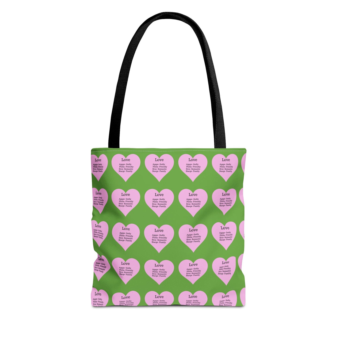 Pink Hearts Tote Bag (Green)