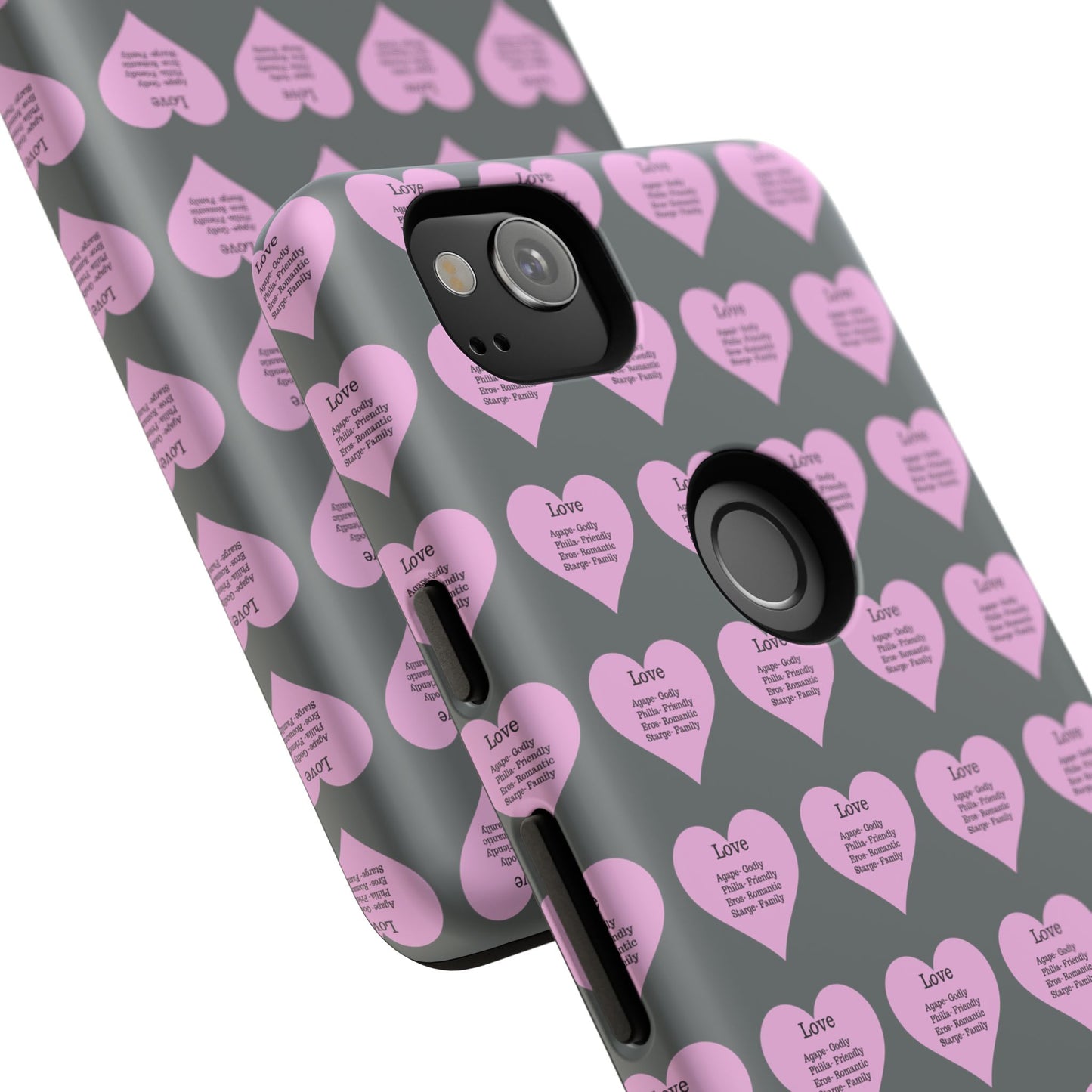 Hearts-A-Flutter Phone Case (iPhone, Google Pixel)(Dark grey)