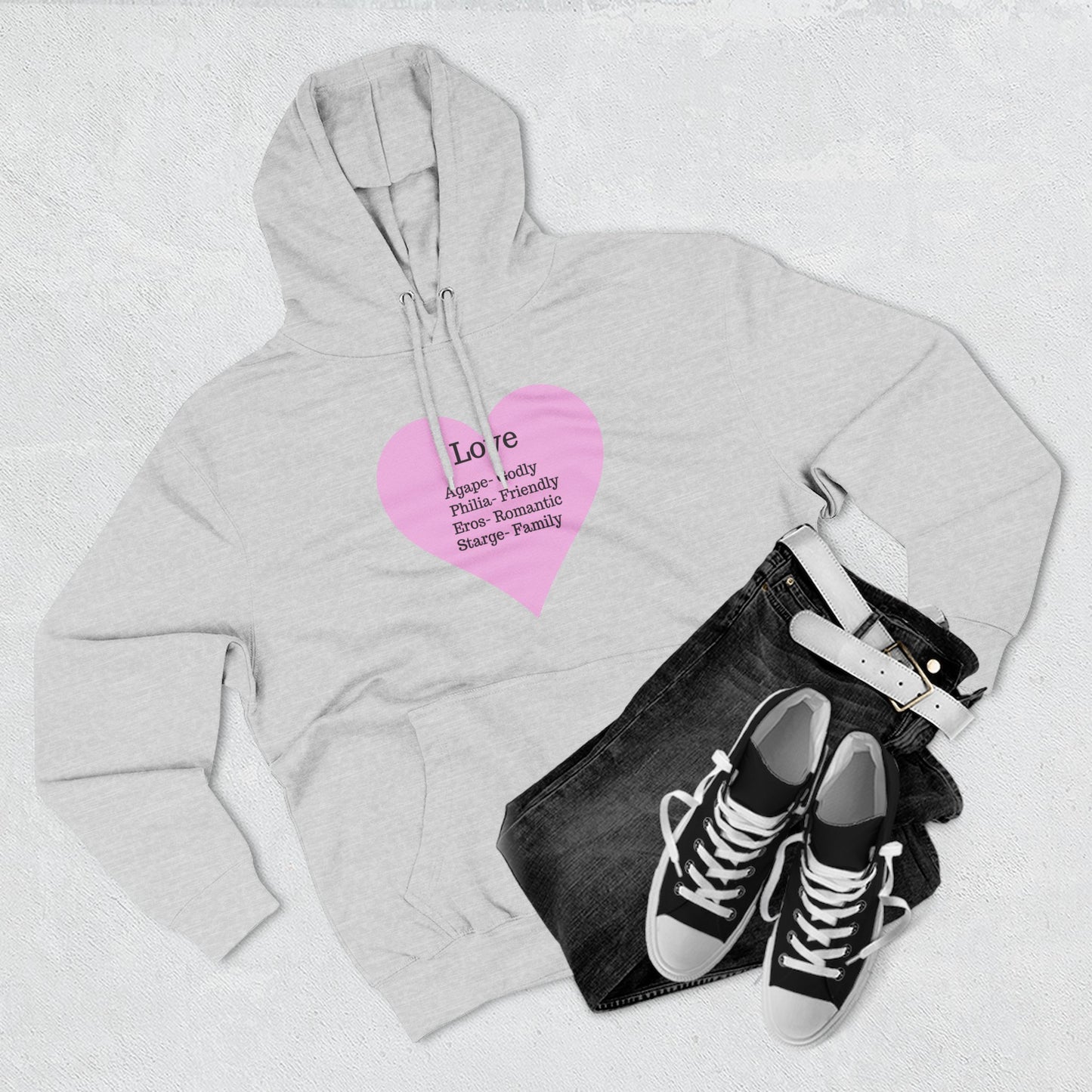 Cozy Heartfelt Love Fleece Hoodie | Soft Three-Panel Everyday Comfort