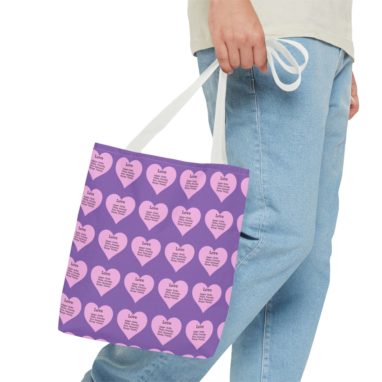 Pink Hearts Tote Bag (Light purple)