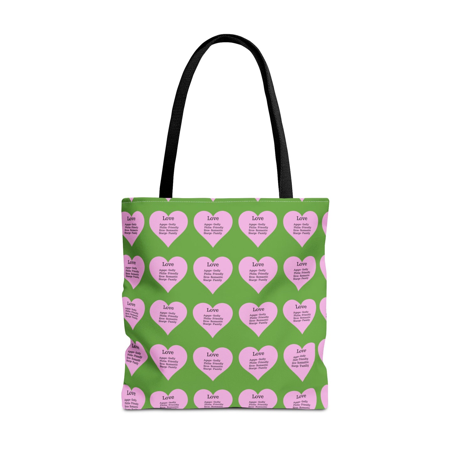 Pink Hearts Tote Bag (Green)