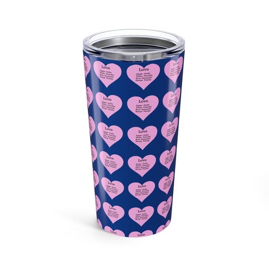 Charming Heart Insulated Stainless Steel Tumbler (20oz)(Dark blue)