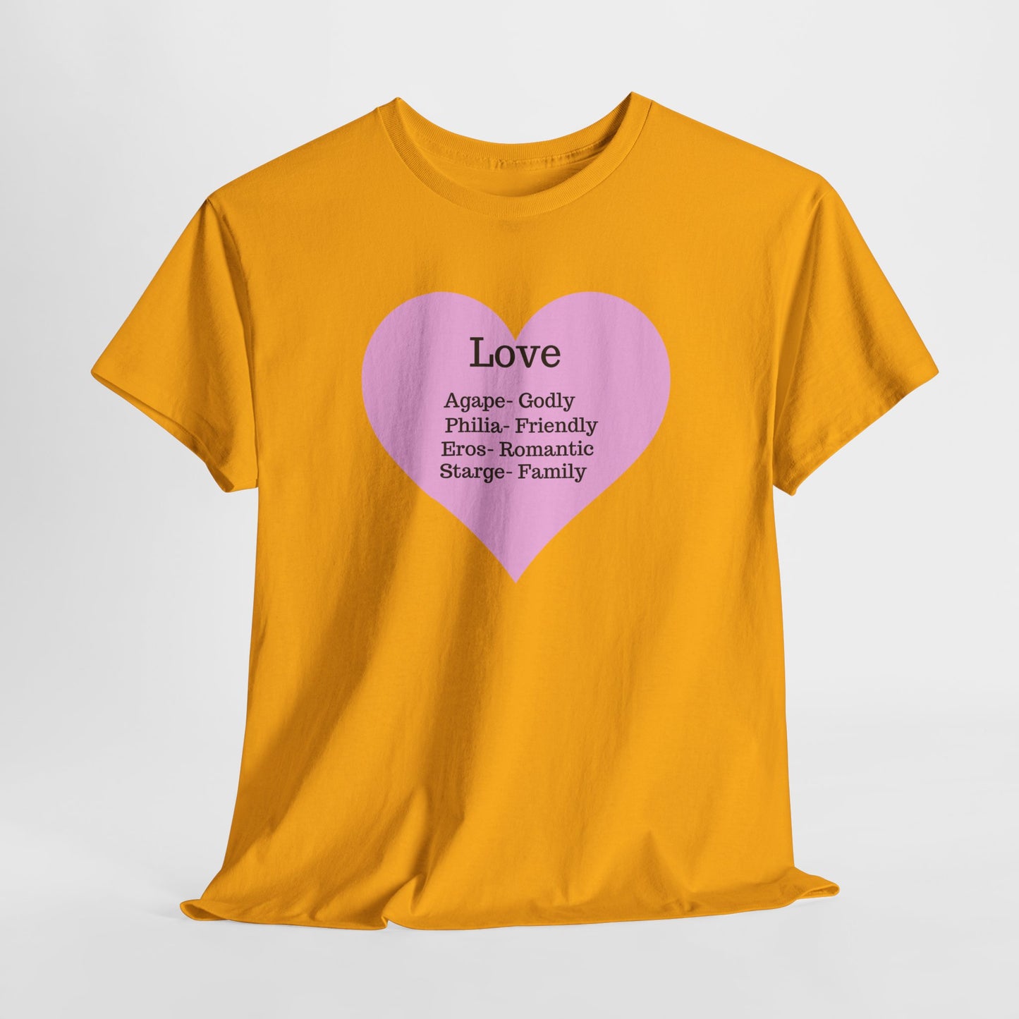 Unisex Love Heart Heavy Cotton T-Shirt - Comfortable Classic Fit Apparel