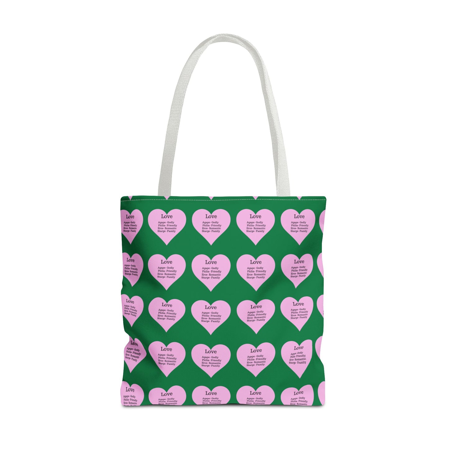 Pink Hearts Tote Bag (Dark green)