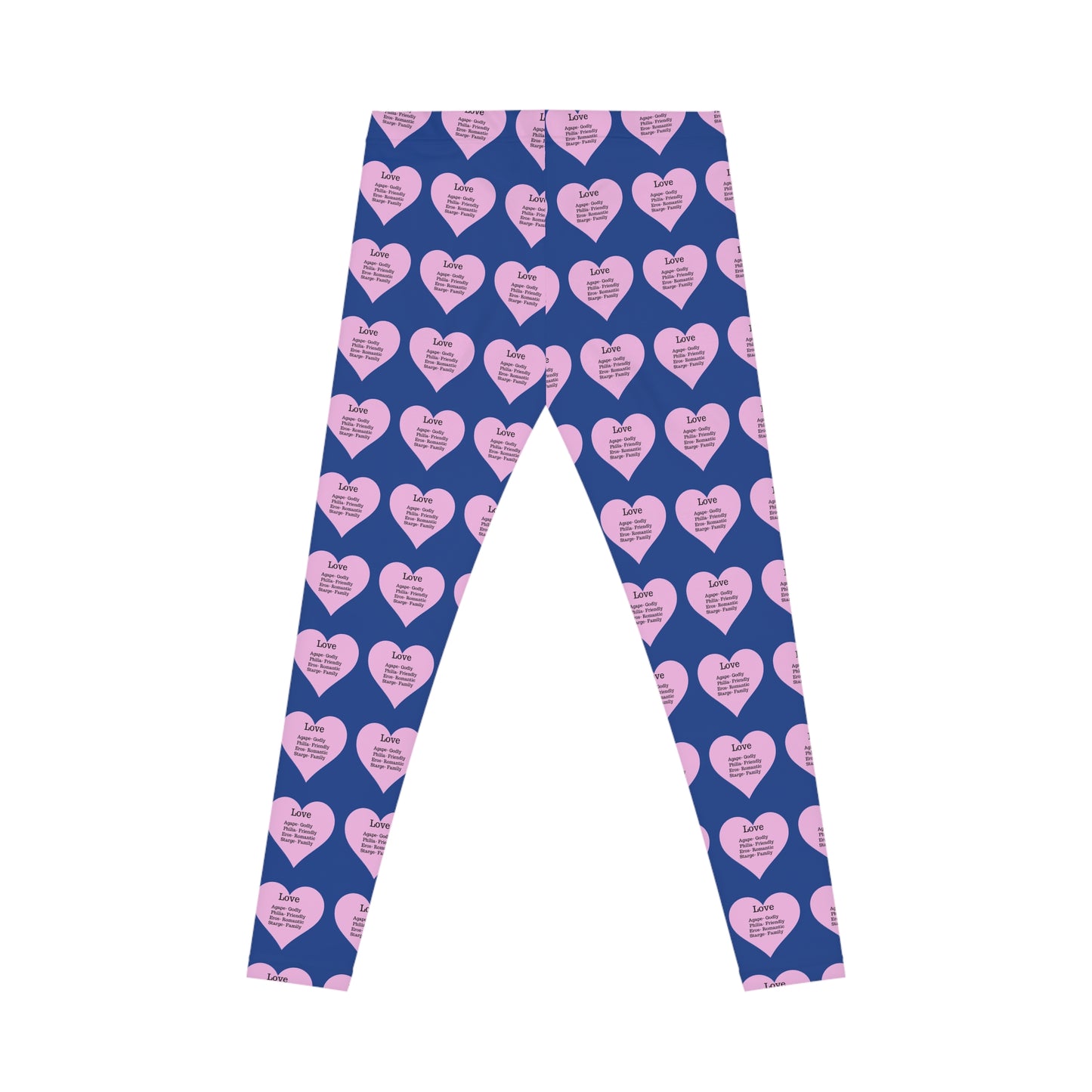 Playful Pink Heart Print Women's Casual Leggings (Dark Blue)