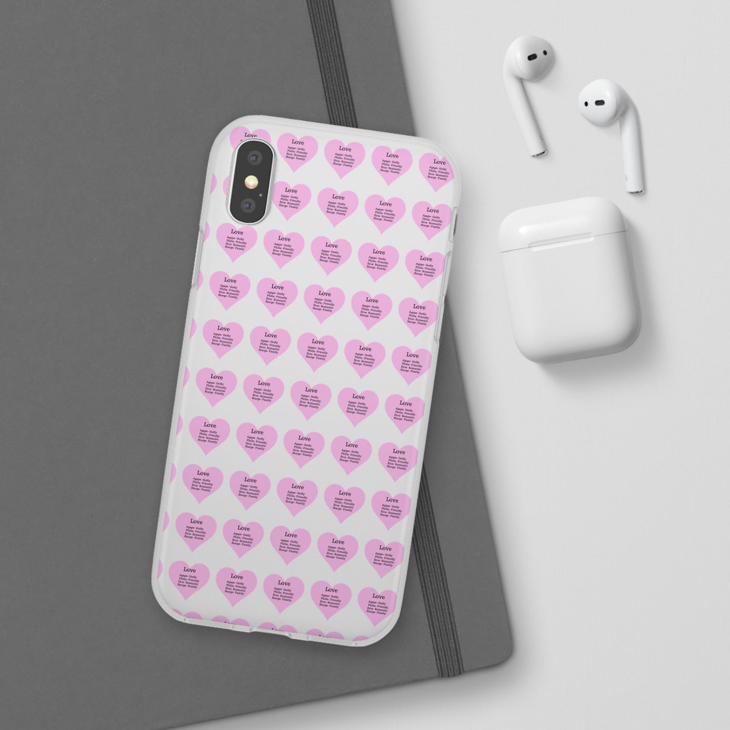 Pink Hearts Transparent Phone Case