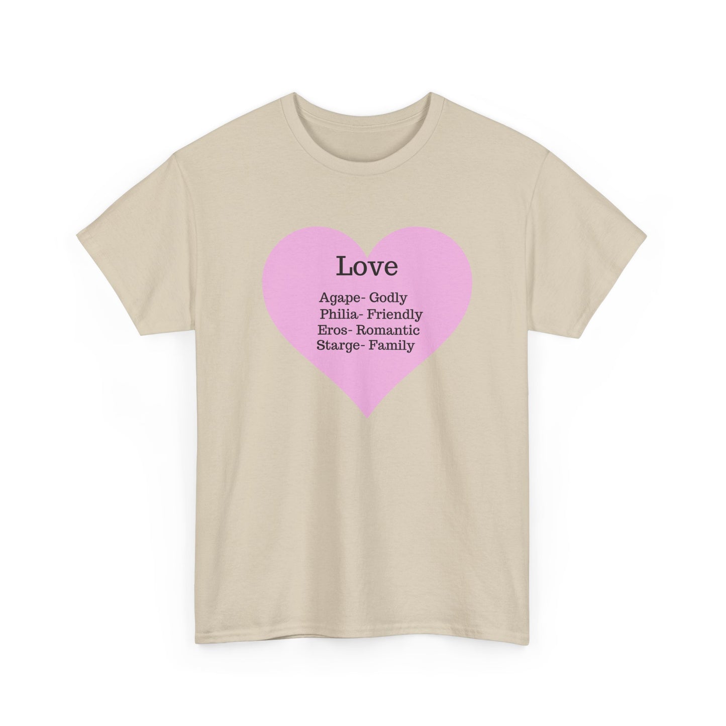 Unisex Love Heart Heavy Cotton T-Shirt - Comfortable Classic Fit Apparel