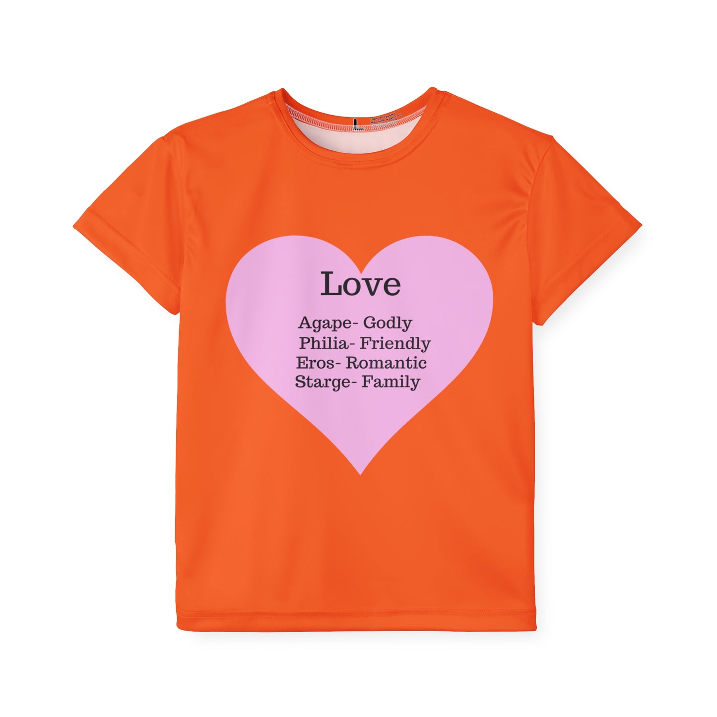 Types of Love Heart Kids Performance Jersey (Orange)