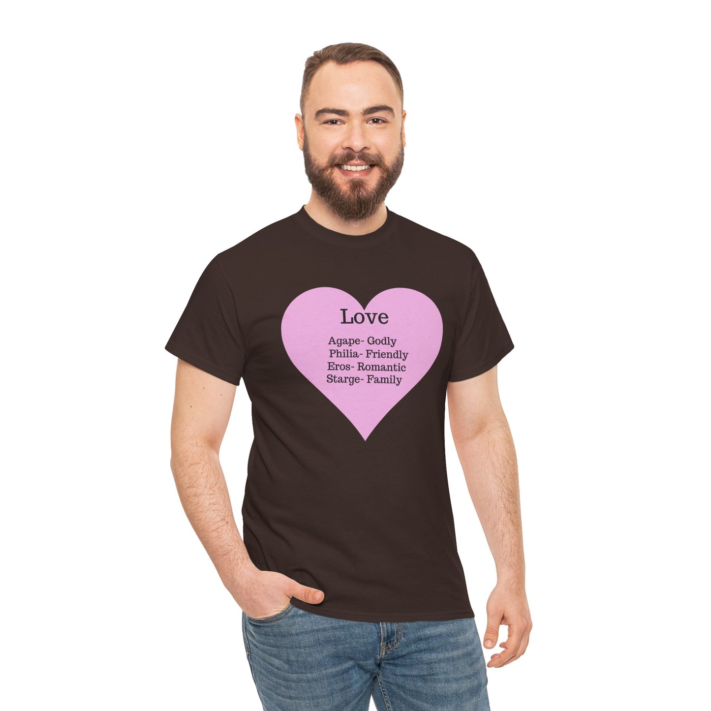 Unisex Love Heart Heavy Cotton T-Shirt - Comfortable Classic Fit Apparel