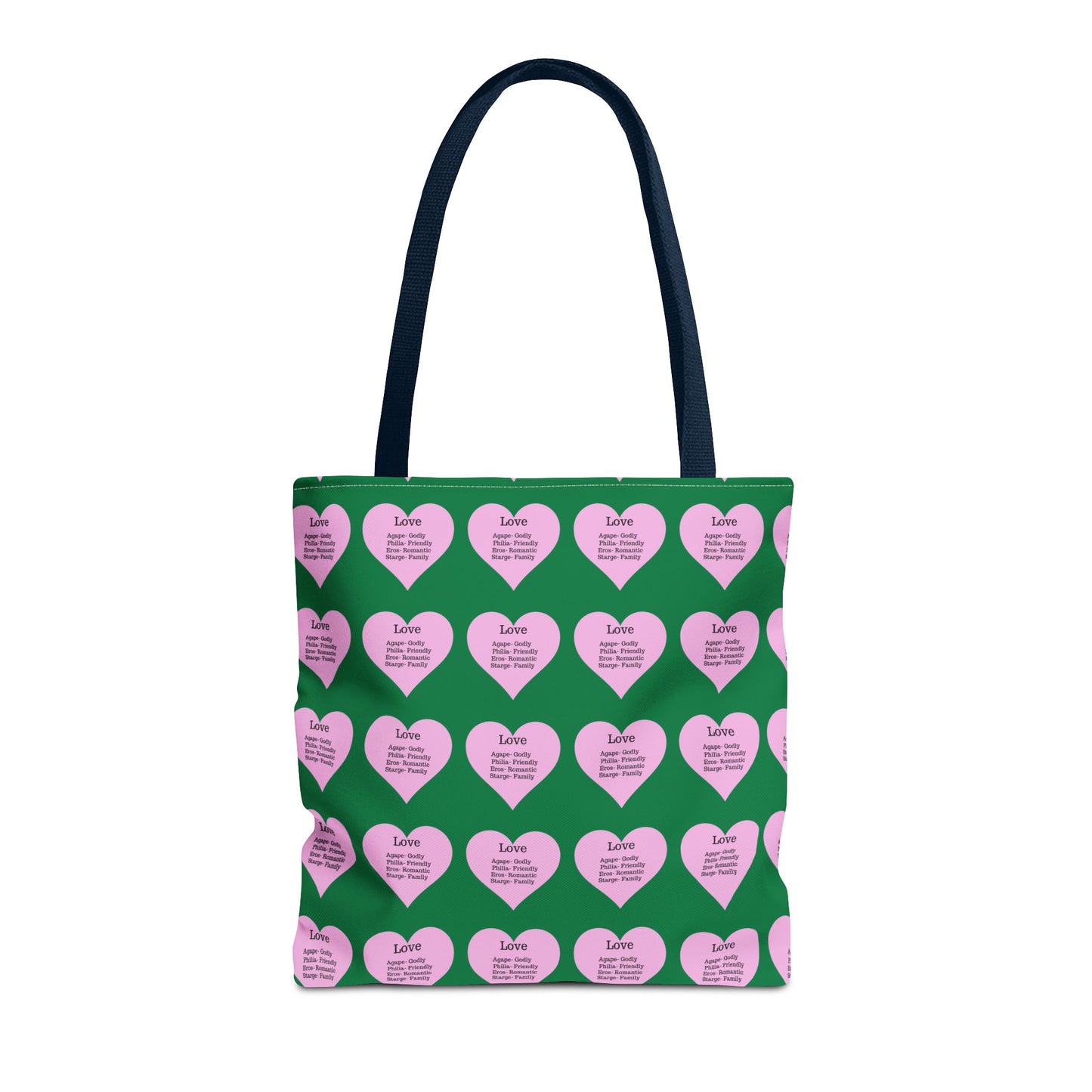 Pink Hearts Tote Bag (Dark green)