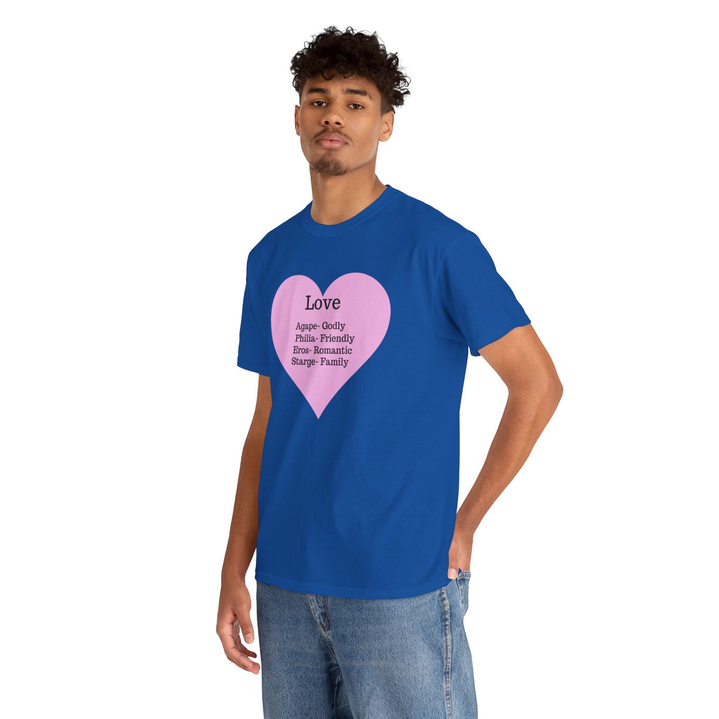 Unisex Love Heart Heavy Cotton T-Shirt - Comfortable Classic Fit Apparel