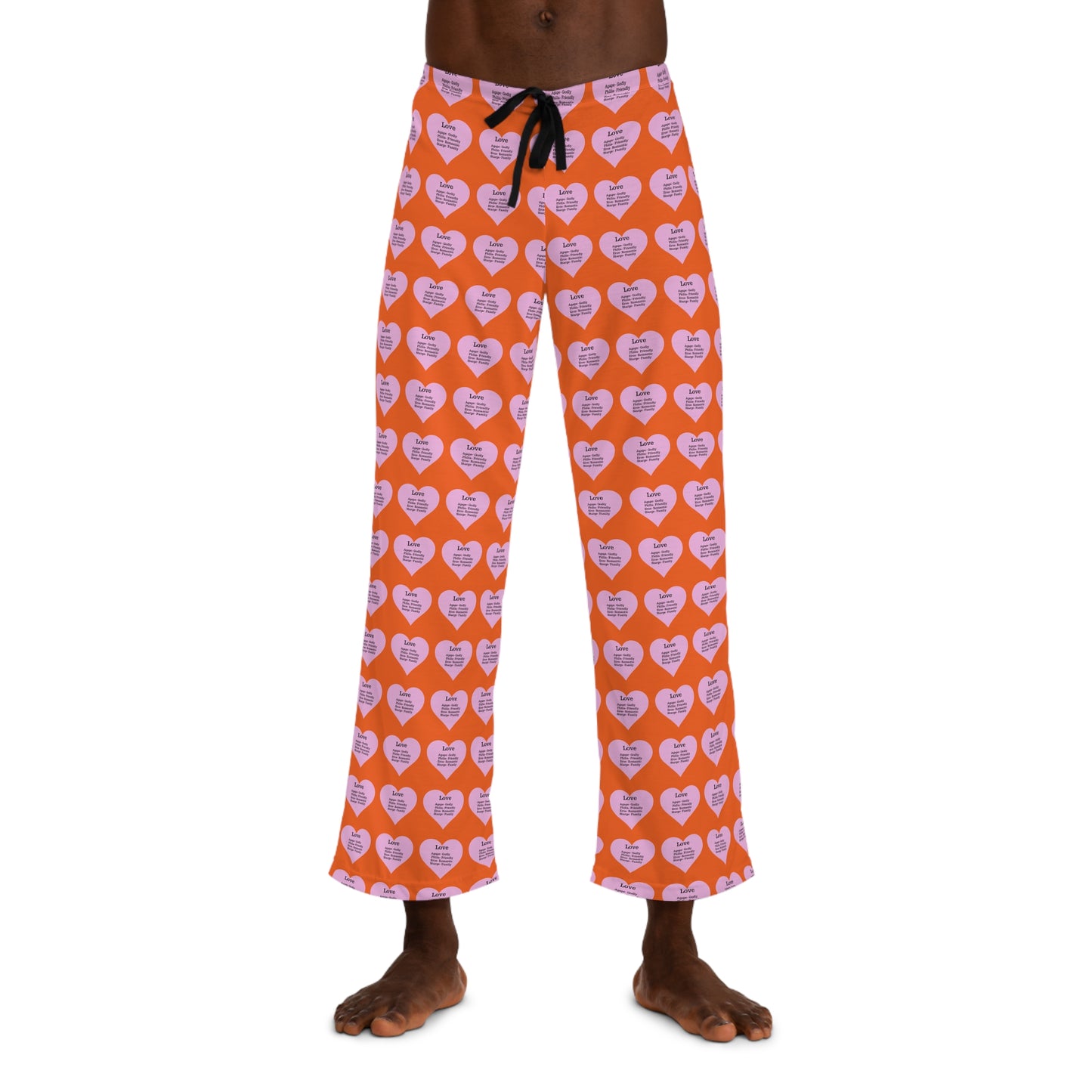 Men's All-Over Print Pajama Pants (Orange)