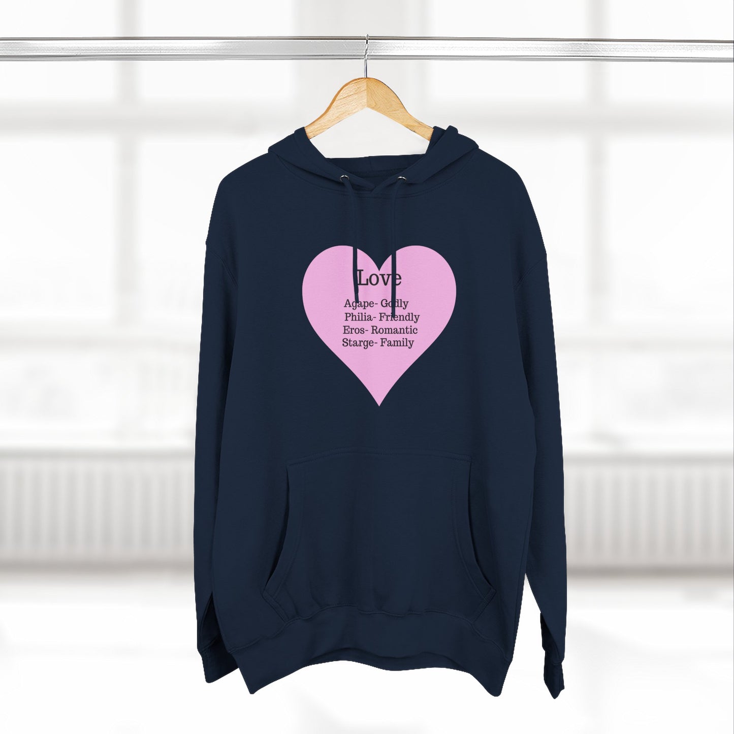 Cozy Heartfelt Love Fleece Hoodie | Soft Three-Panel Everyday Comfort