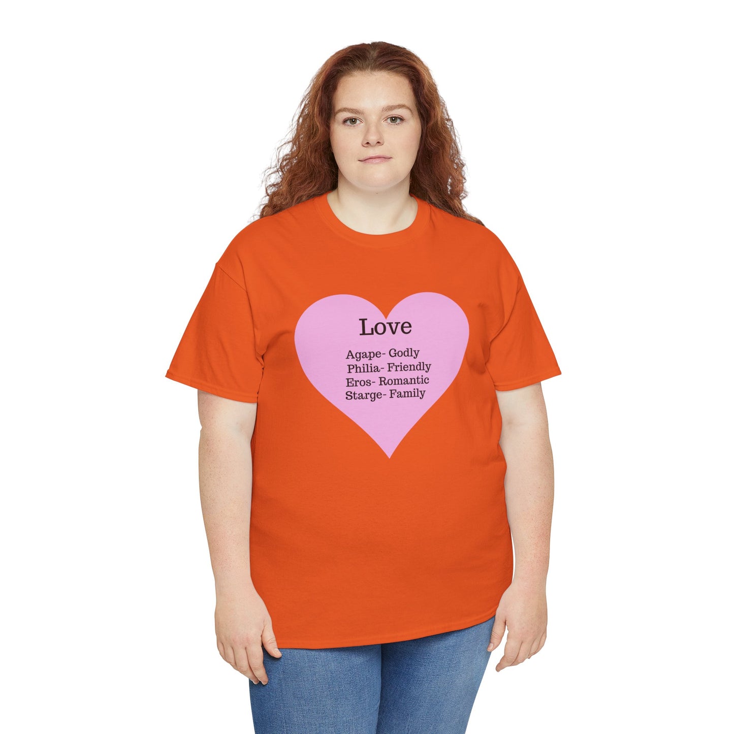 Unisex Love Heart Heavy Cotton T-Shirt - Comfortable Classic Fit Apparel