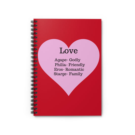 Charming Heart Spiral Notebook - Ruled Pages (Dark red)