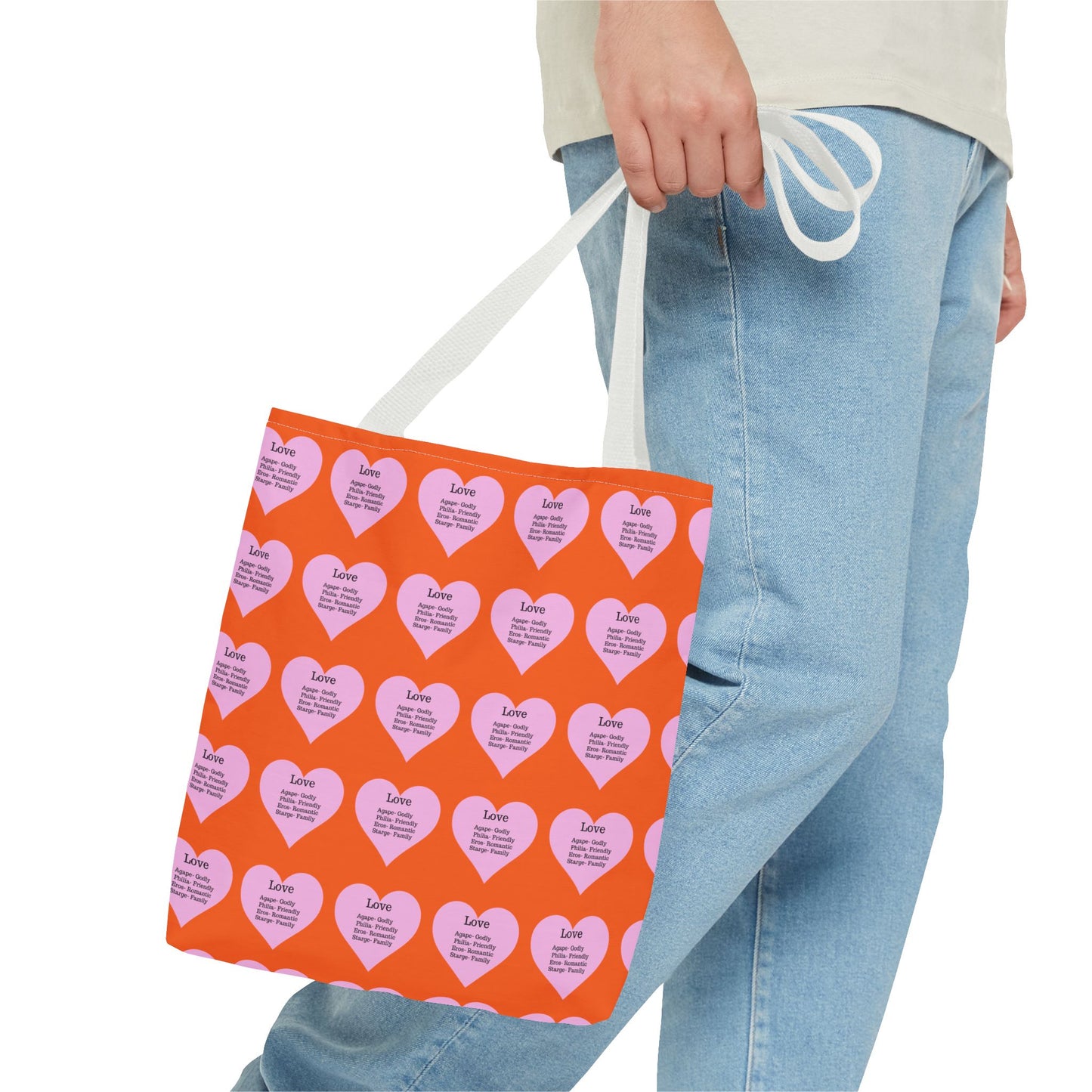 Pink Hearts Tote Bag (Orange)