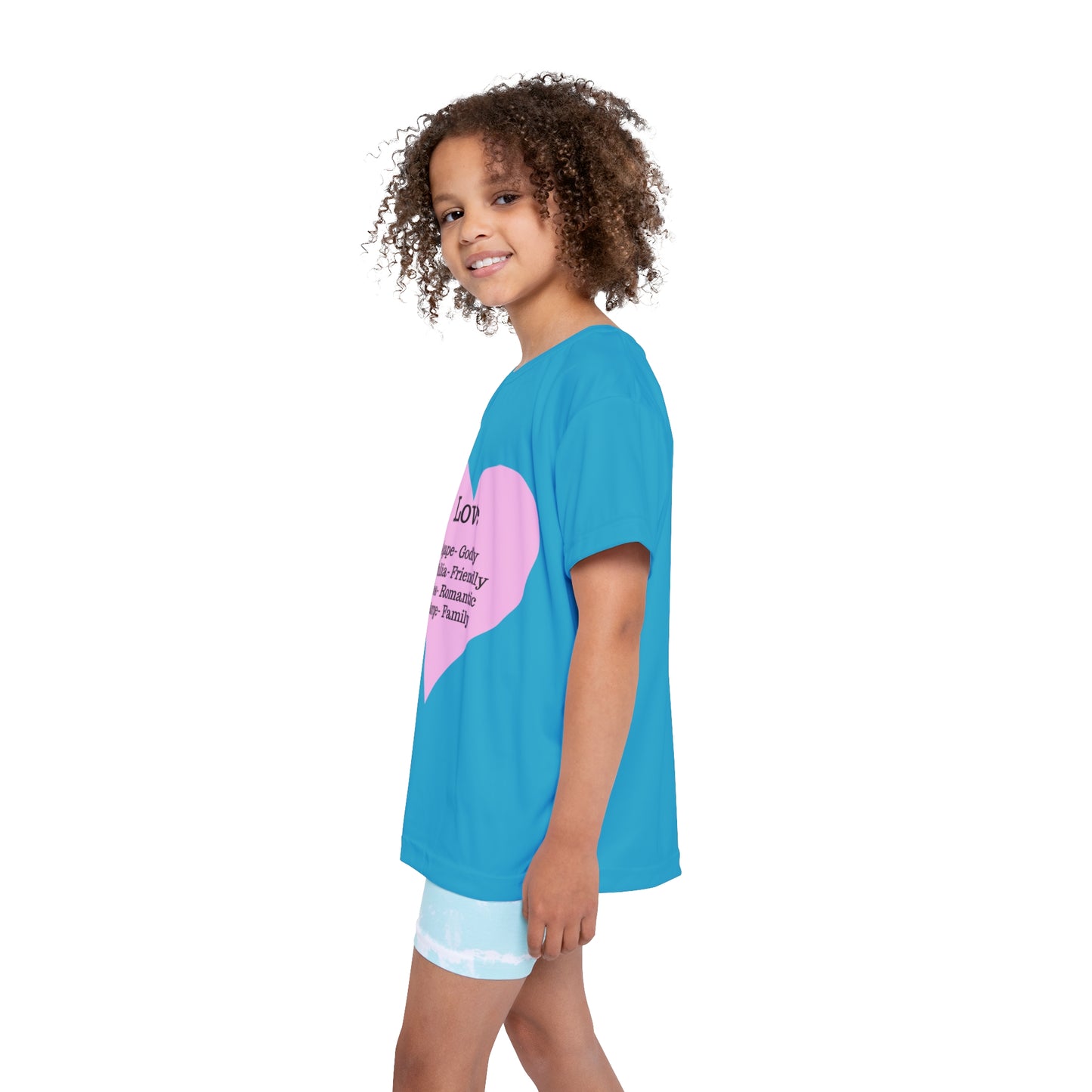 Types of Love Heart Kids Performance Jersey (Turquoise)