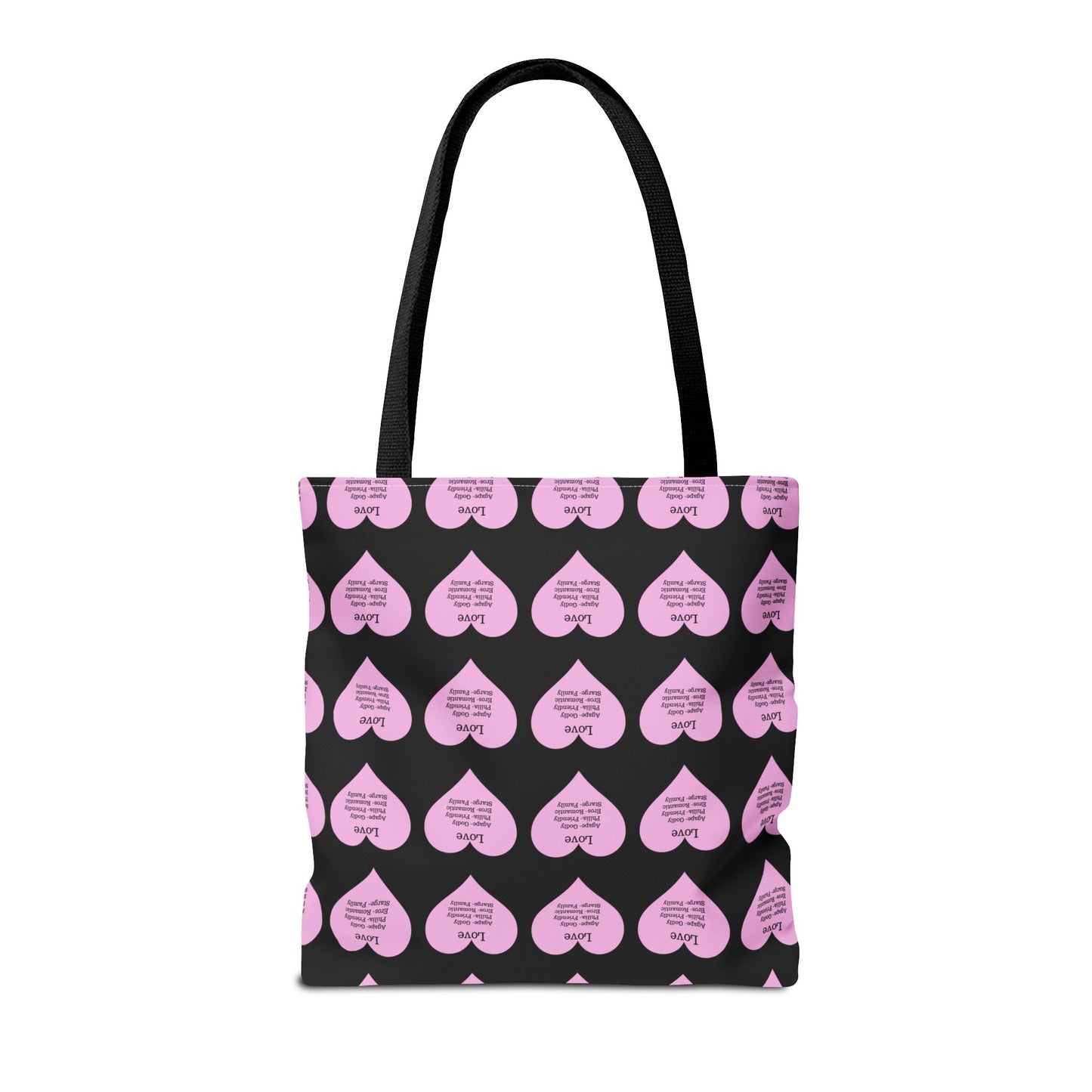 Pink Hearts Tote Bag (Black)