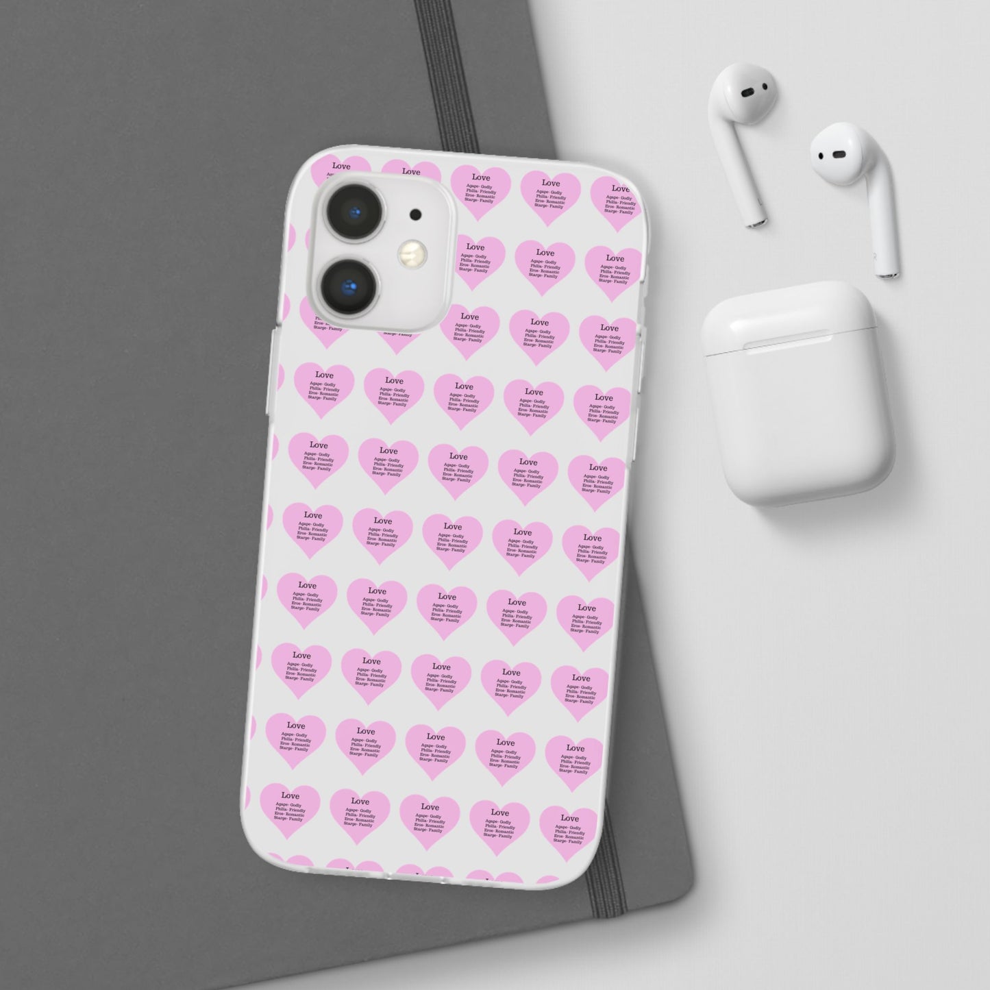 Pink Hearts Transparent Phone Case