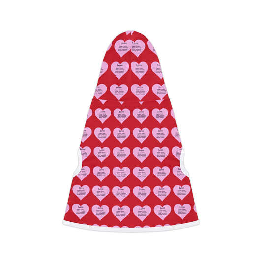 Charming Heart Pet Hoodie Pattern (Dark red)