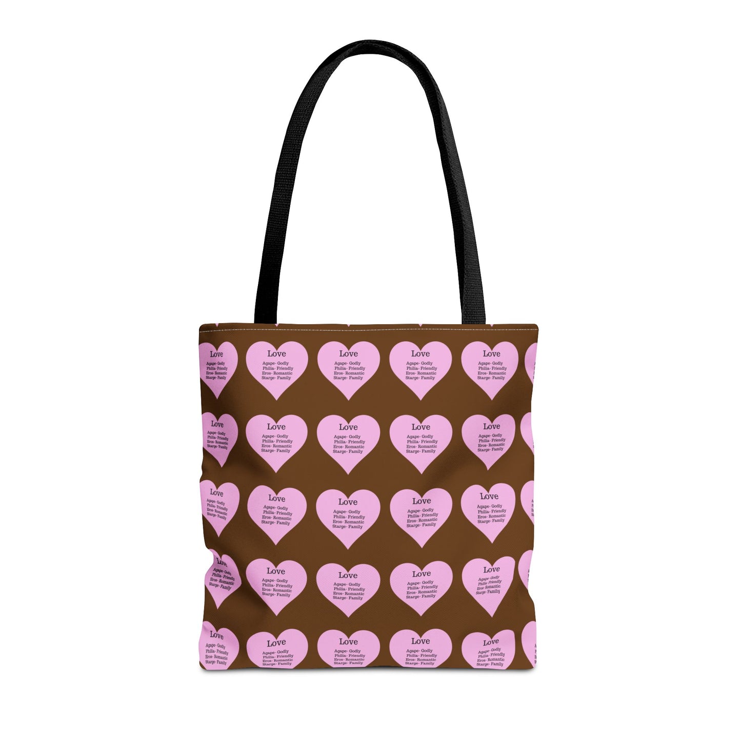 Pink Hearts Tote Bag (Brown)