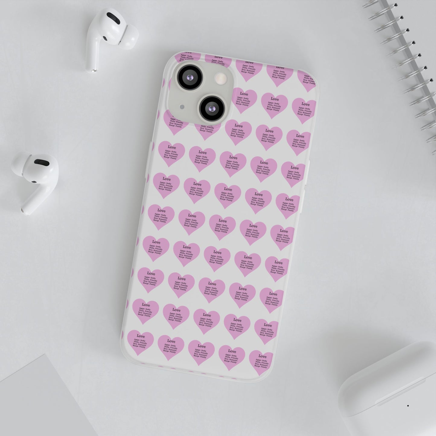 Pink Hearts Transparent Phone Case